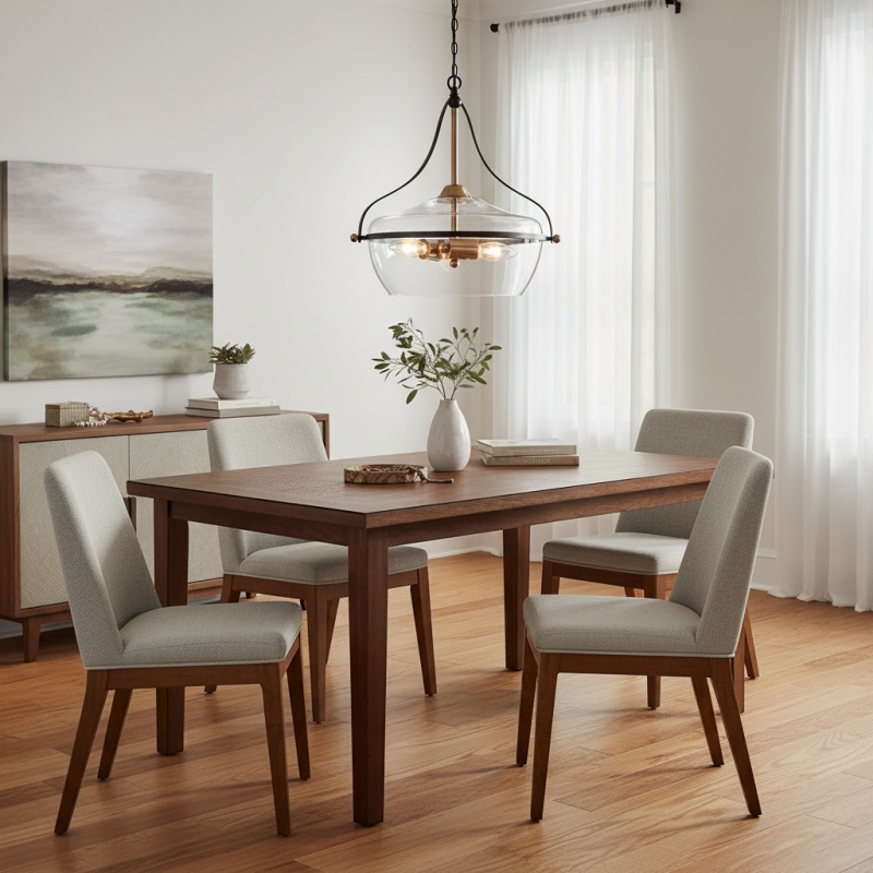 Pendant light above a dining table