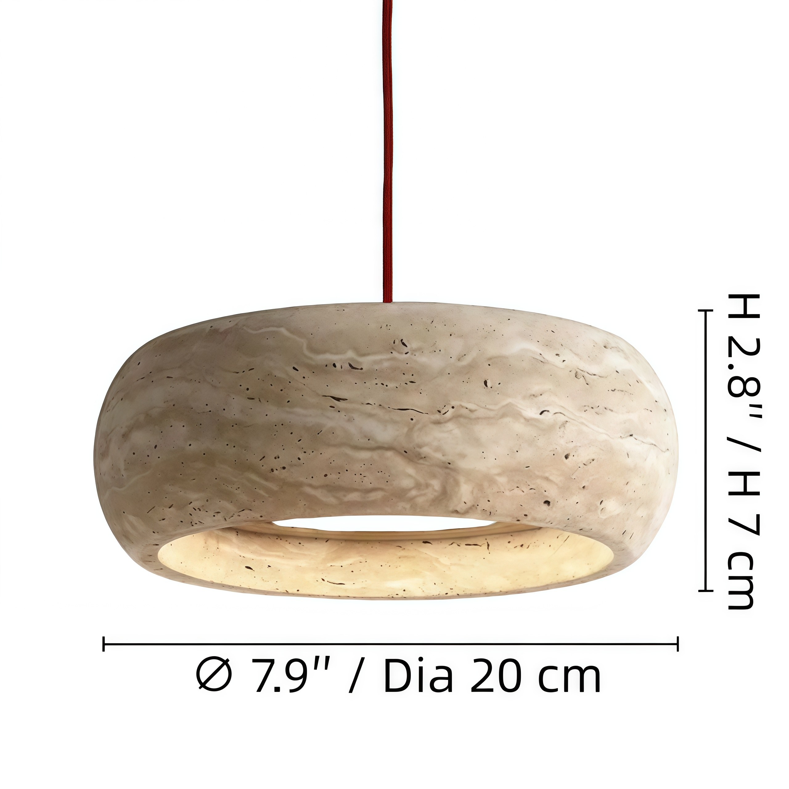 Lámpara colgante Kairis de travertino, tamaño B (diagrama)