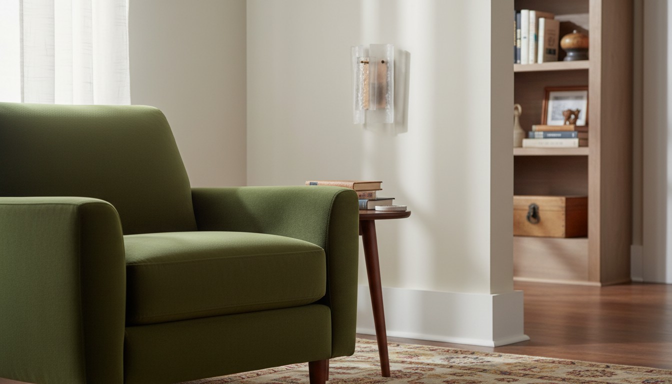 Velora layered textured glass wall sconce in a living room setting
