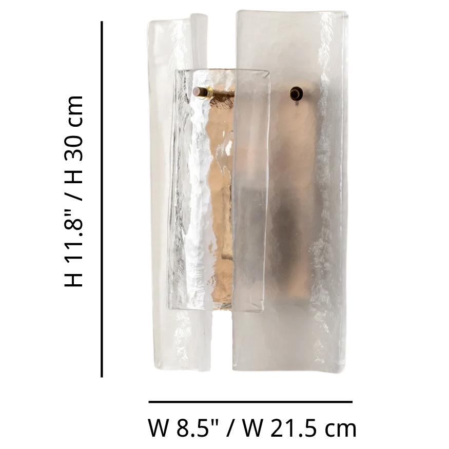 Key specifications diagram for the Velora wall sconce