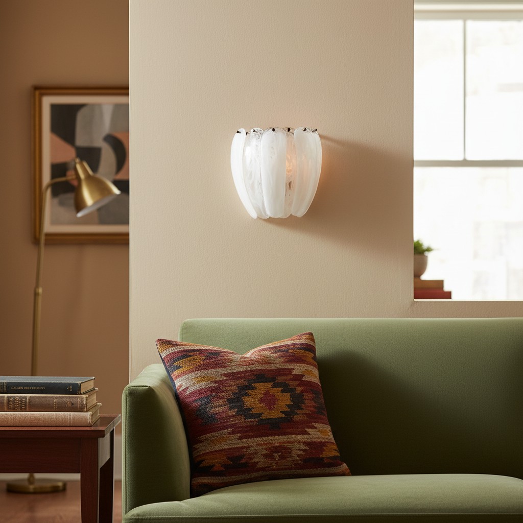 Velora wall lamp above a sofa