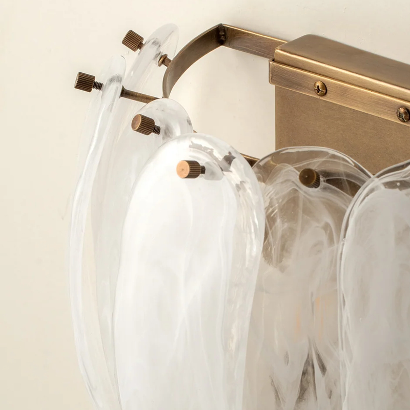 Metal detail and glass petal construction