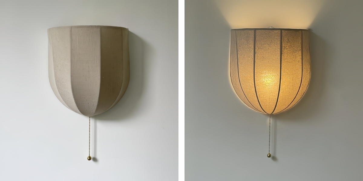 Switch light comparison showing the wall lamp off and on