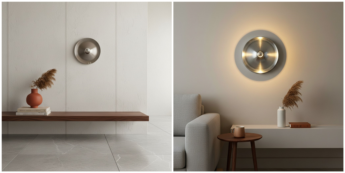 Switch light comparison showing the lamp off and on