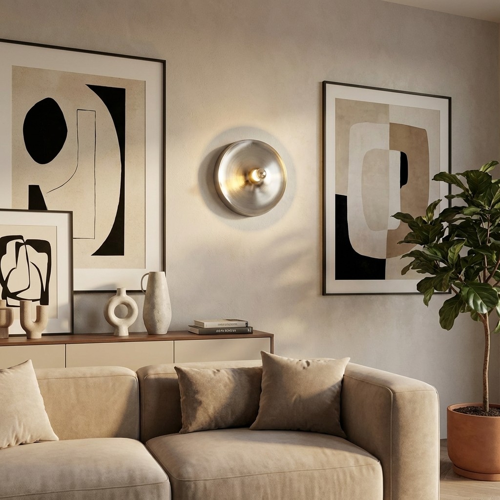 Zentvoxa wall light glowing above a sofa