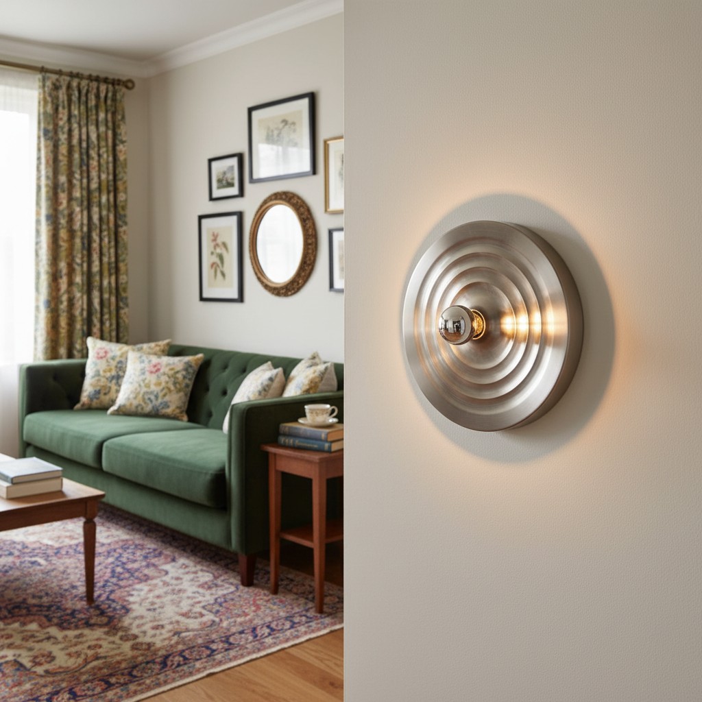 Zentvoxa wall light glowing in a styled living room