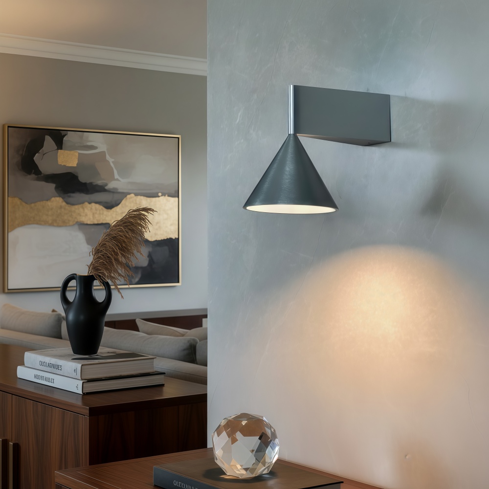 Metorq wall lamp installed above a side table