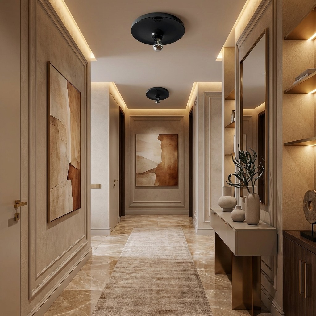 Zentvoxa ceiling lights installed down a hallway