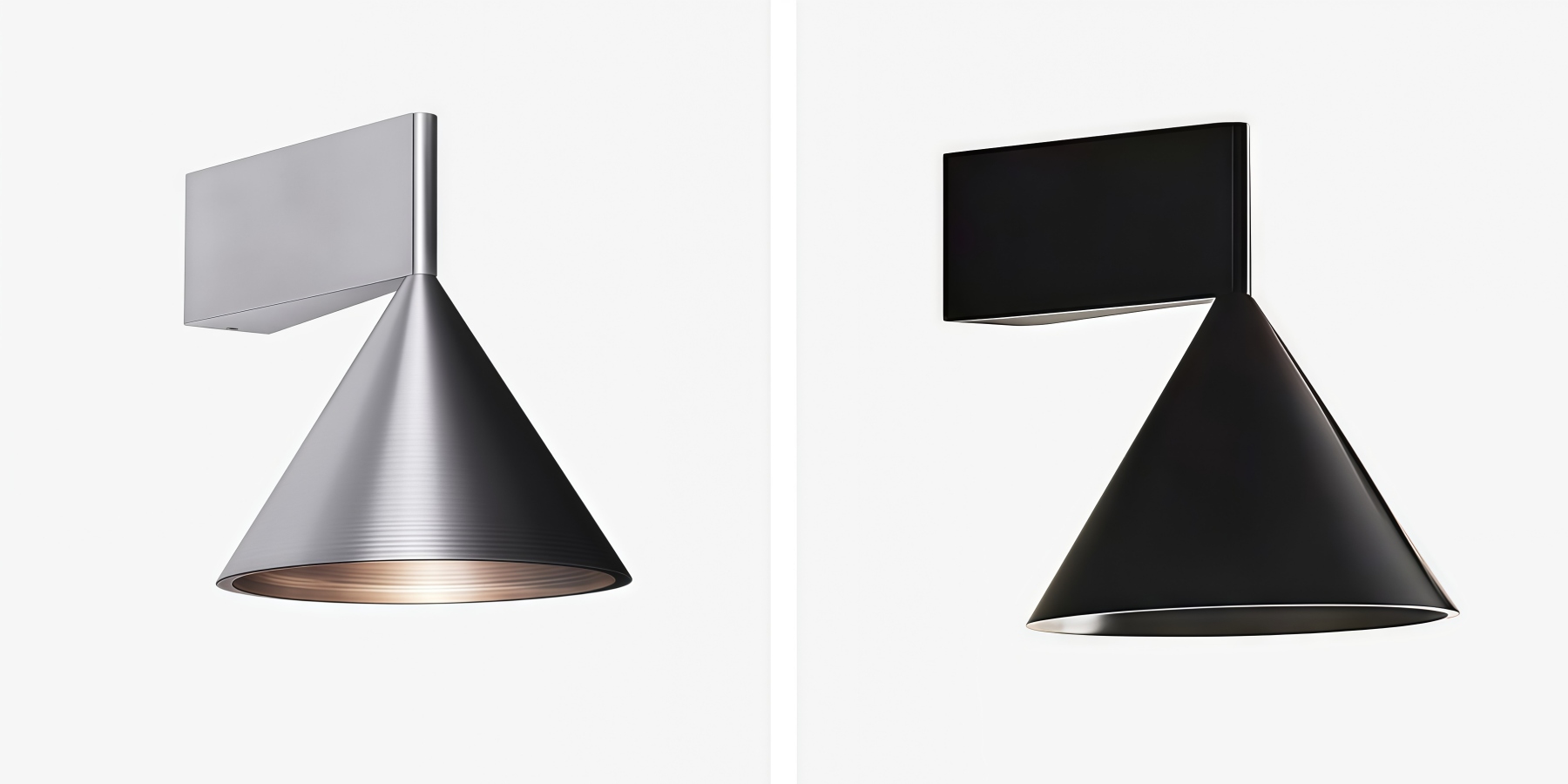 Metorq wall lamp finish options in silver and black