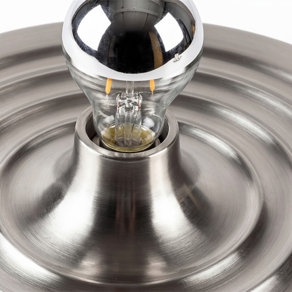 Close detail of Zentvoxa bulb fitting and metal shade