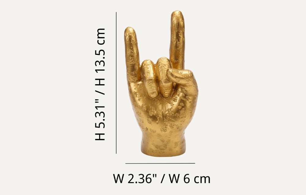 Product size diagram for the gold rock hand wall hook