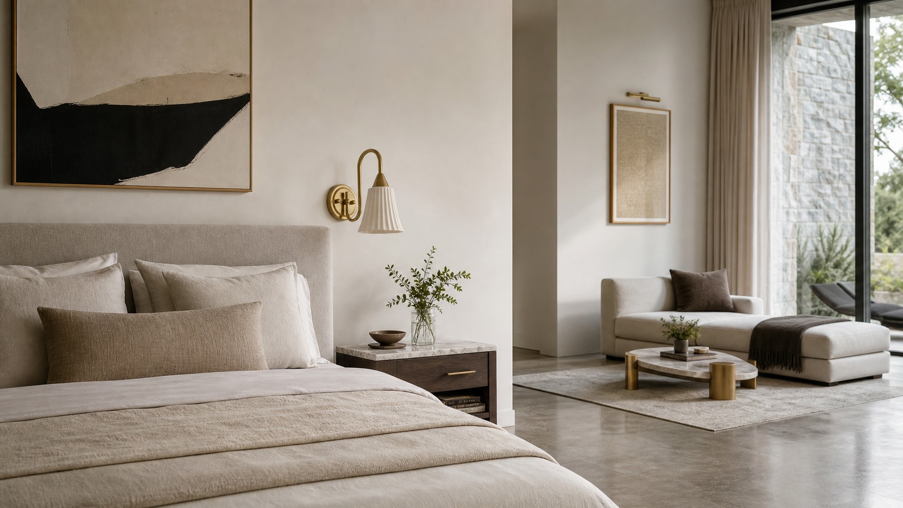 French-inspired vintage wall lamp in bedroom and living room setting