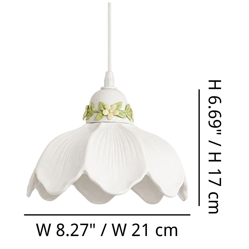 Cazelle flower pendant lamp dimensions W 8.27 inches by H 6.69 inches