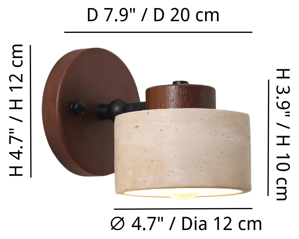 Travira wall lamp size diagram