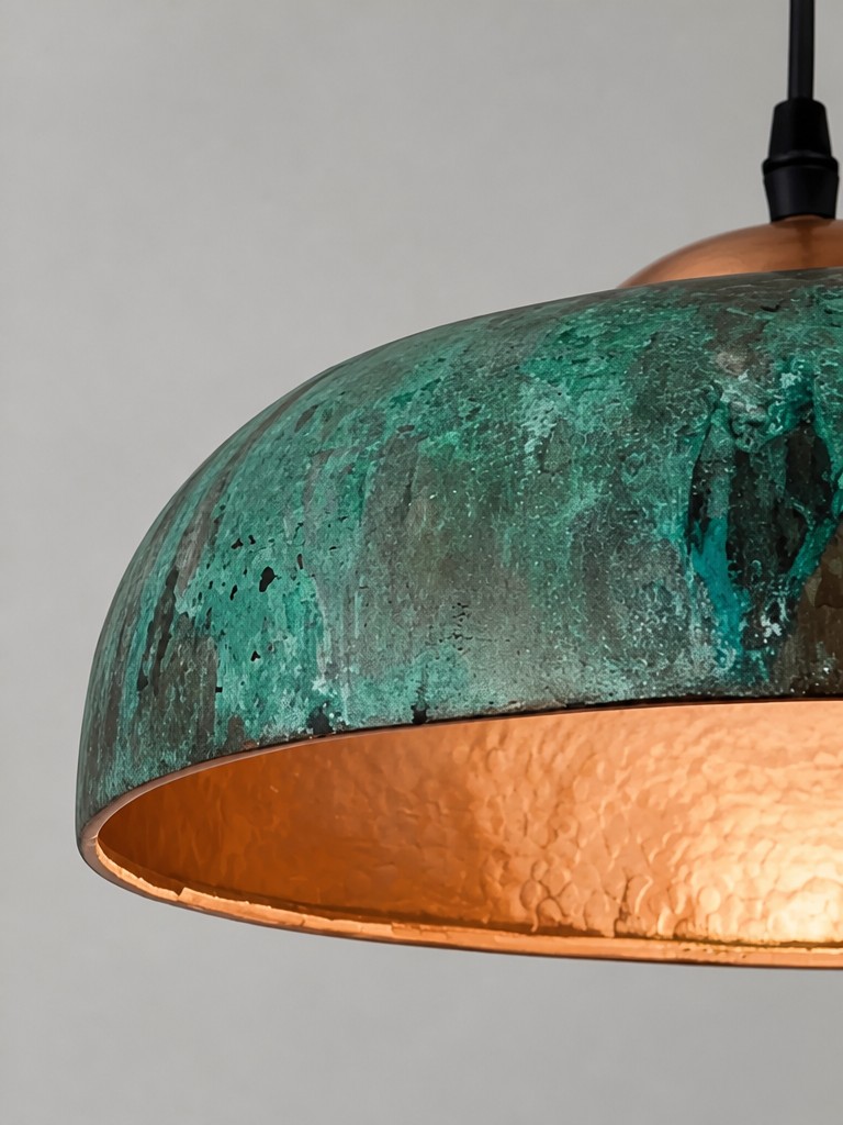 Aerugix green patina copper shade detail