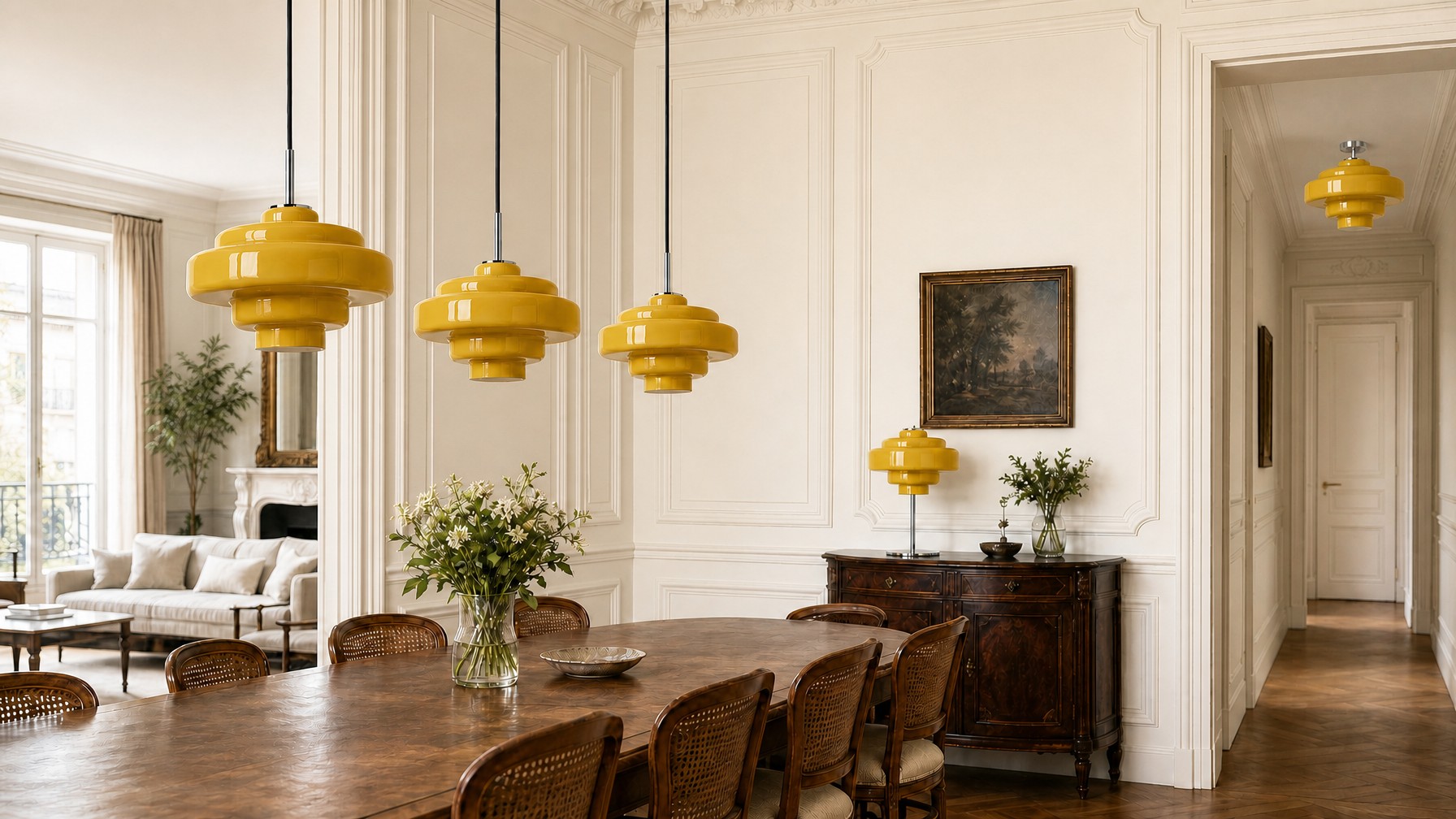 Discover the Koloro collection in yellow layered glass lights