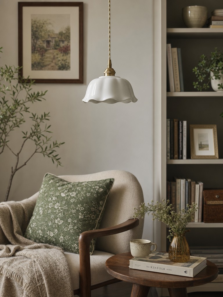 Cienax pendant light in a softly styled bedroom corner