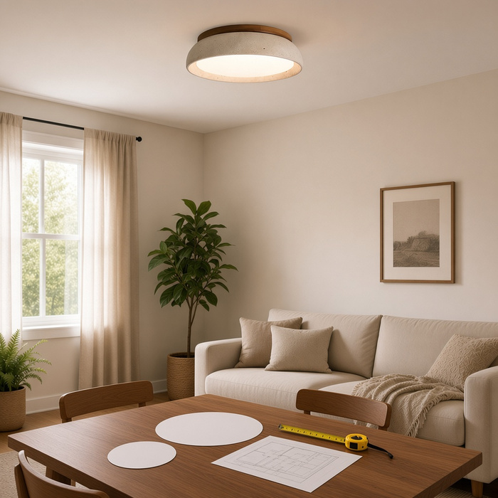 Comparing 30 cm and 43 cm ceiling light sizes