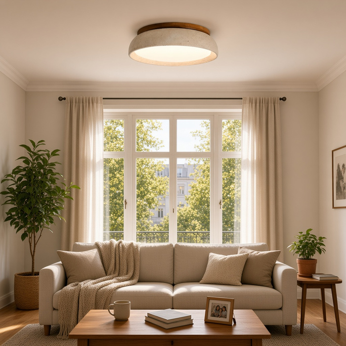 Grande lampadario in travertino nel soggiorno