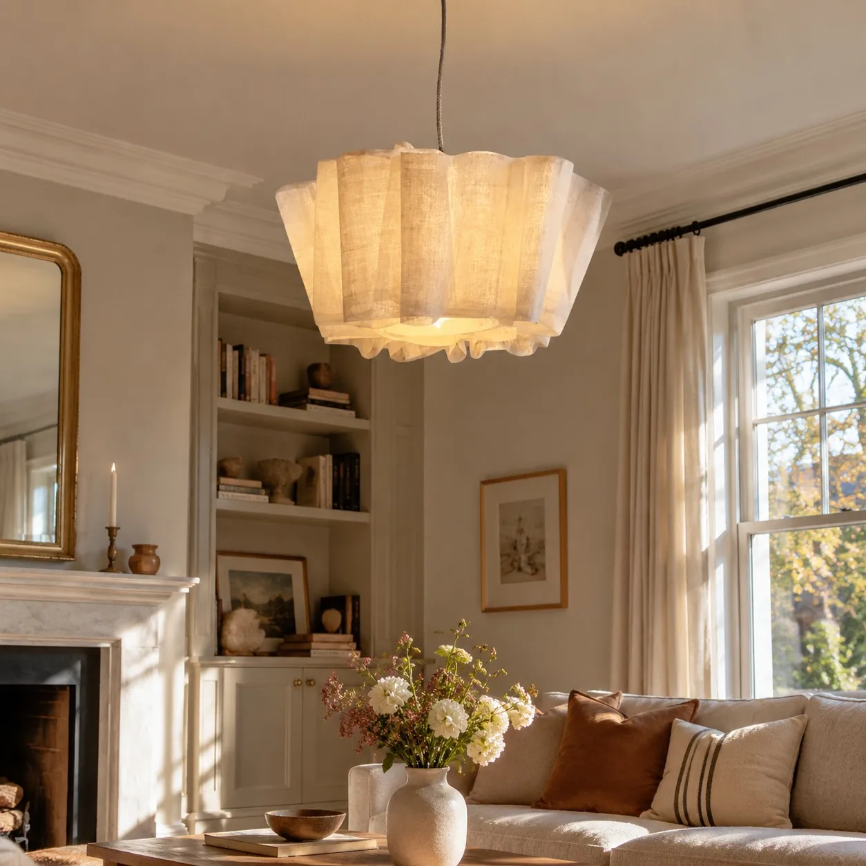 A 60 cm diameter marked on the floor before choosing a pendant