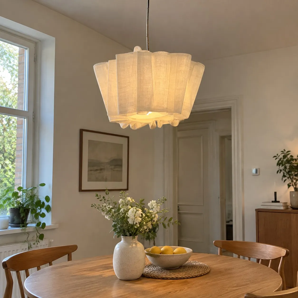 Measuring from the tabletop to the bottom of a pendant shade