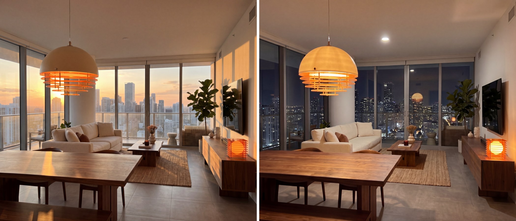 Afterglow Sunset lamp in a softly lit daytime living room