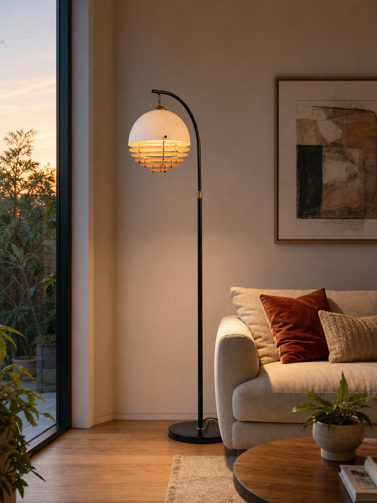 Afterglow Sunset pendant lamp over a dining table at sunset