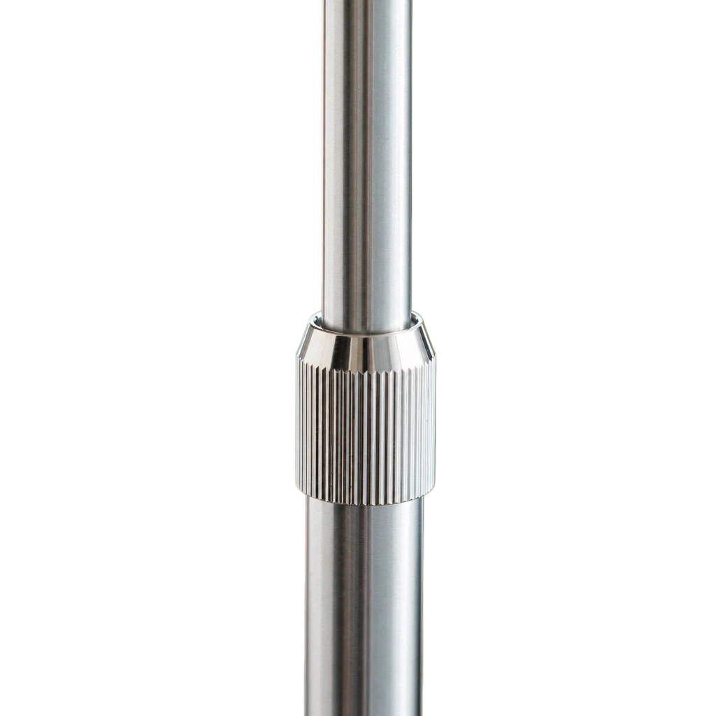 Close-up of the chrome height adjustment detail