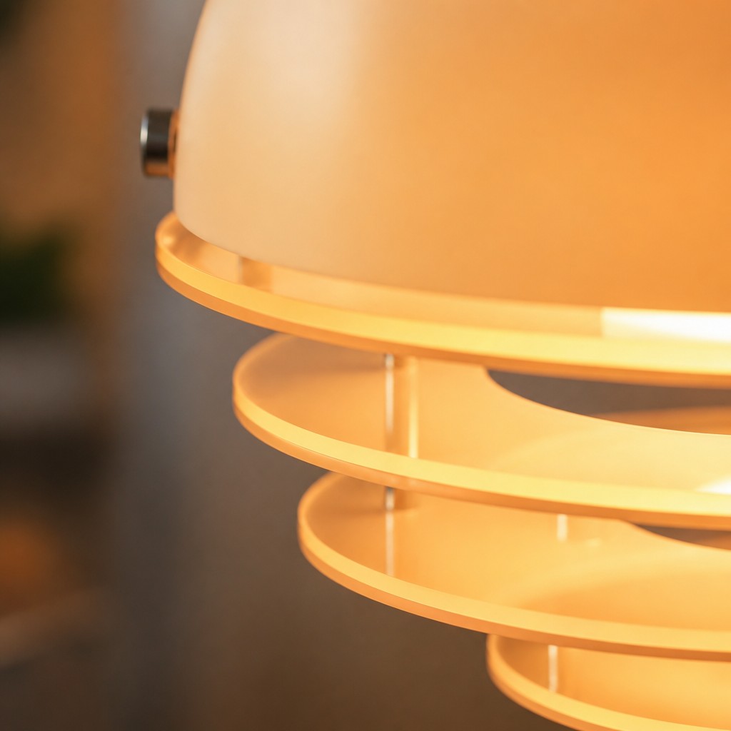 Handcrafted light composition and glowing shade detail