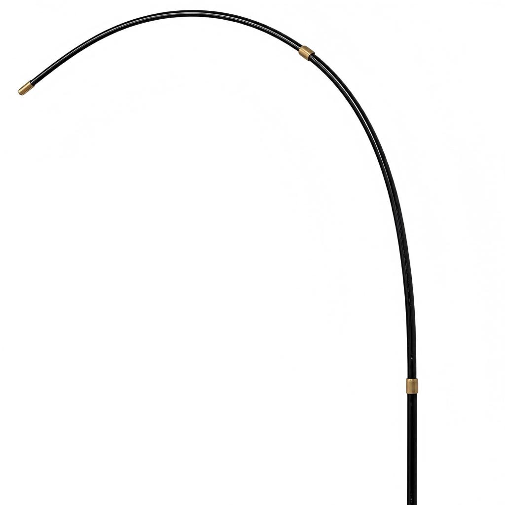Black gooseneck floor lamp arc detail
