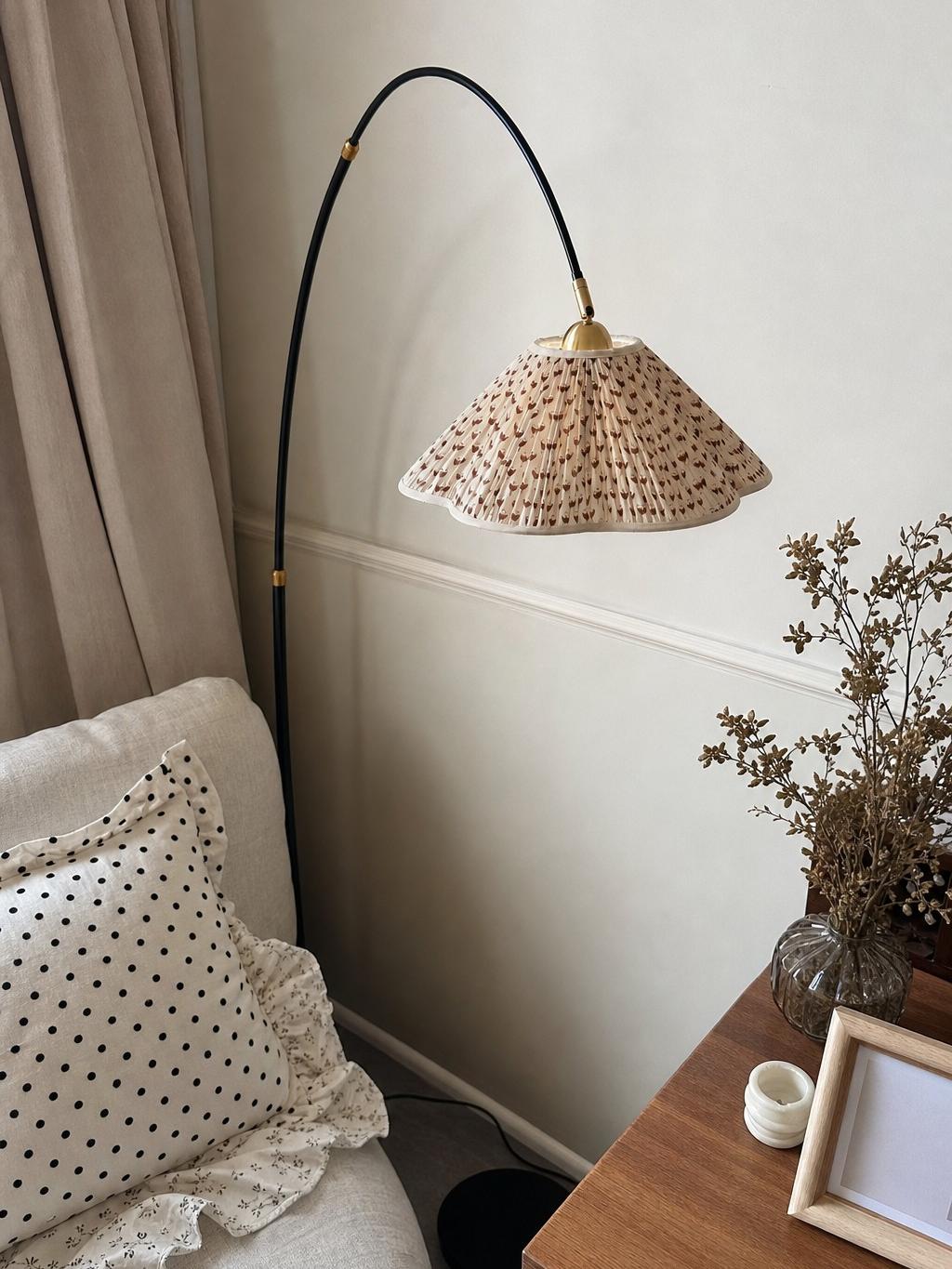 Vintage floor lamp in cozy interior setting