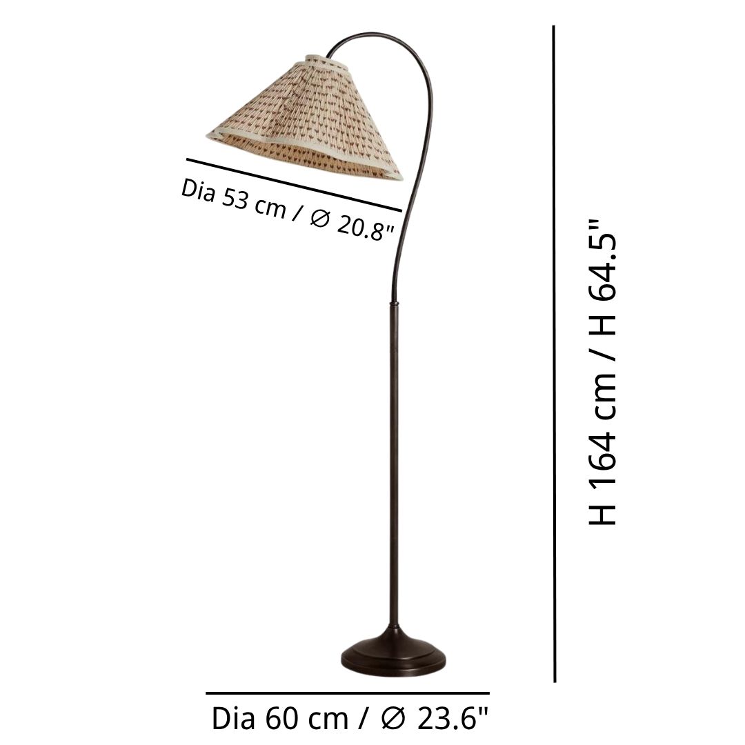 Veslin floor lamp dimensions diagram