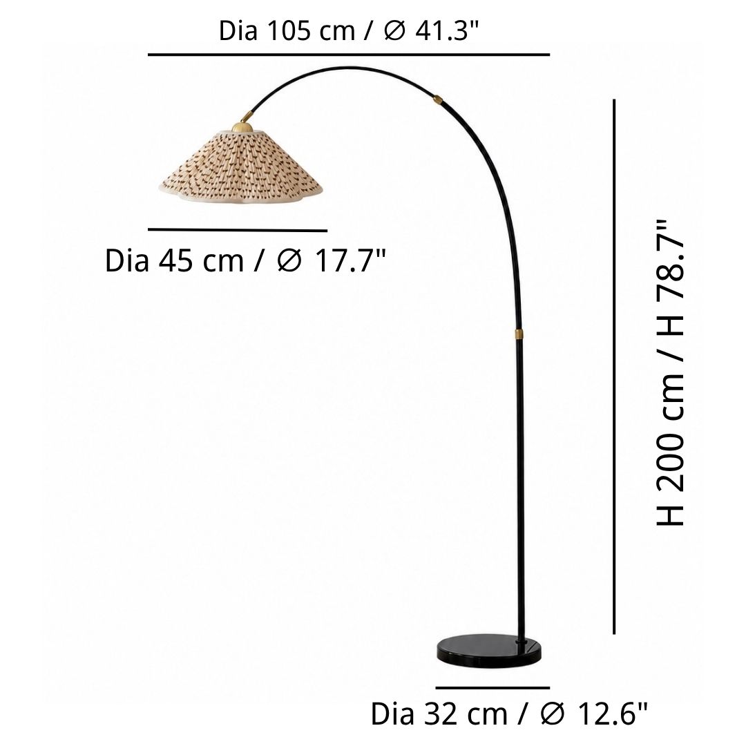 Floor lamp dimensions diagram