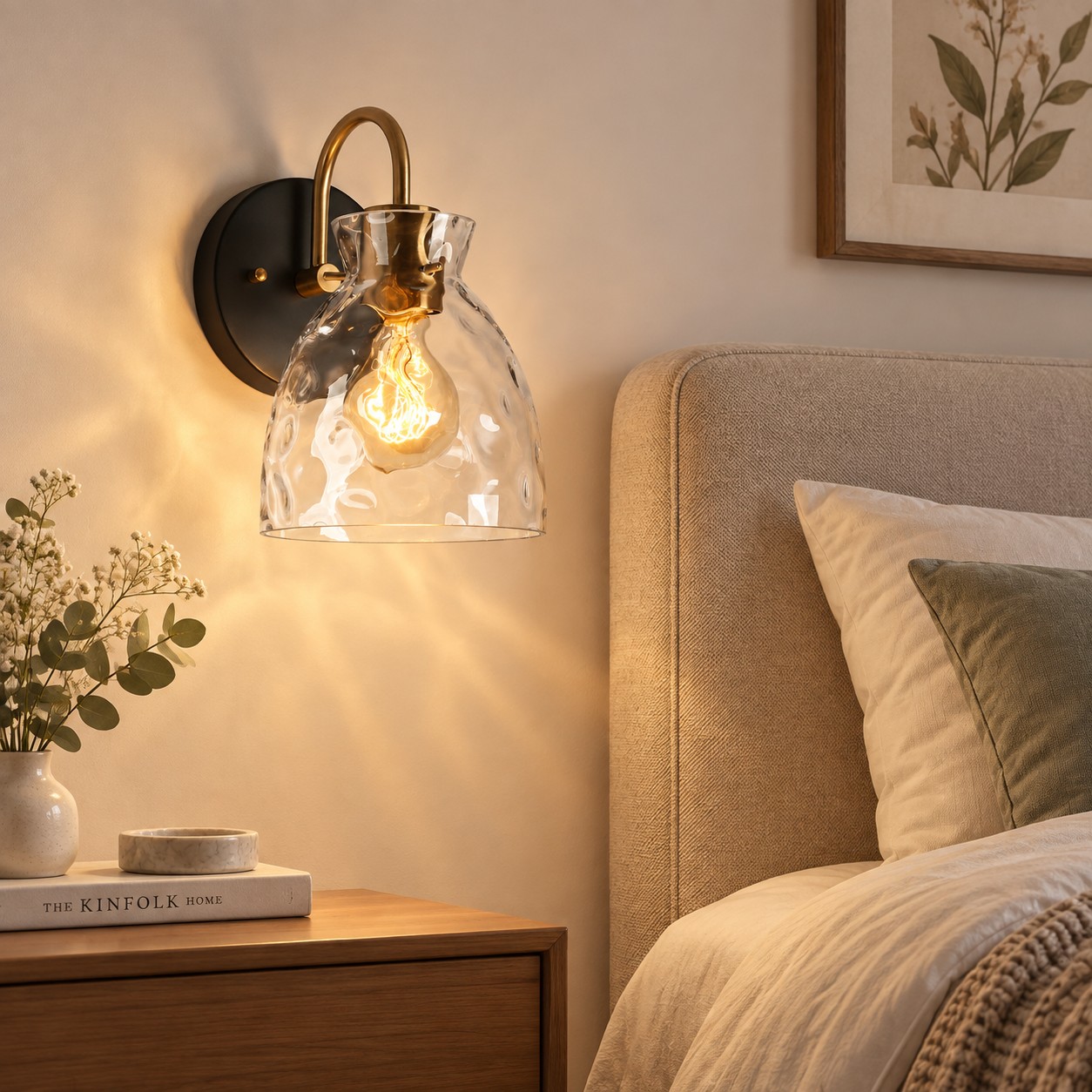 Glass Armed Wall Sconce: Brass Textured Clear — A natural perspective
