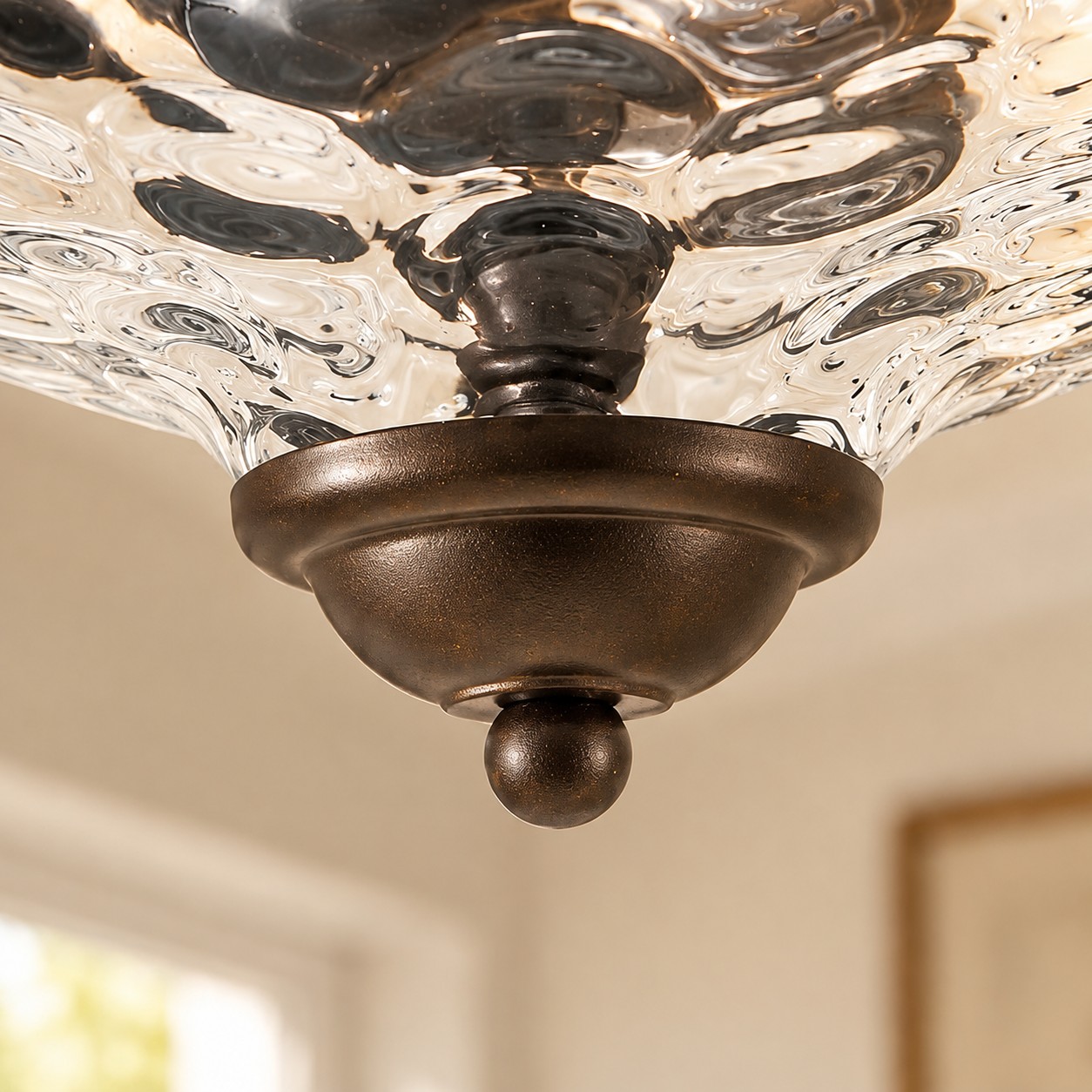Two-Light Hammered Glass Ceiling Fixture: Low Ceilings — A natural perspective