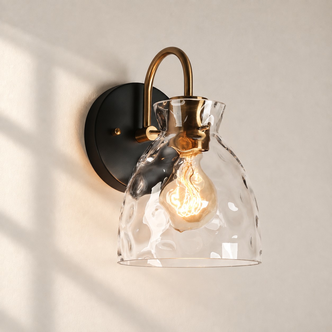 Glass Armed Wall Sconce: Brass Textured Clear — A natural perspective