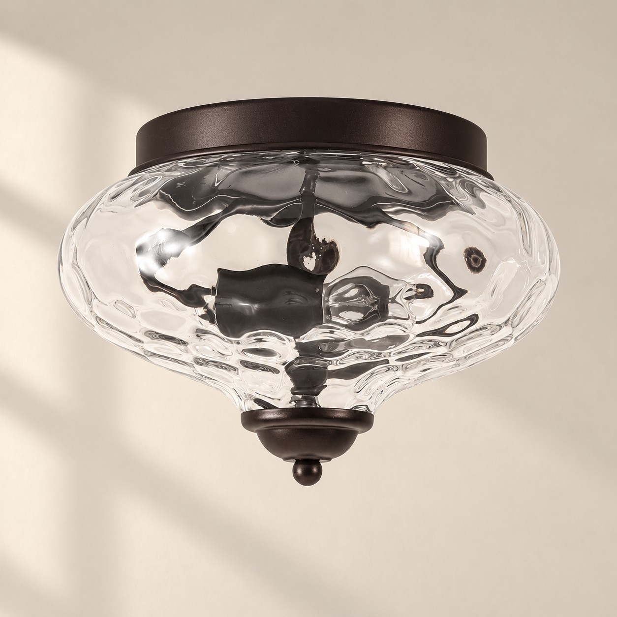 Two-Light Hammered Glass Ceiling Fixture: Low Ceilings — A natural perspective