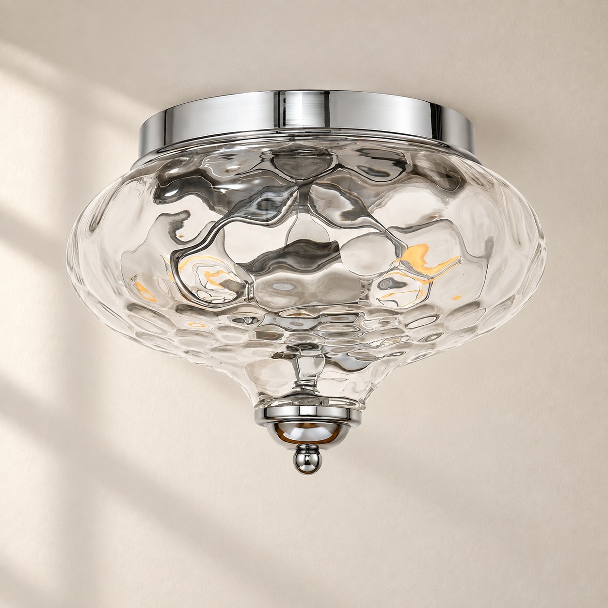 Two-Light Hammered Glass Ceiling Fixture: Low Ceilings — A natural perspective