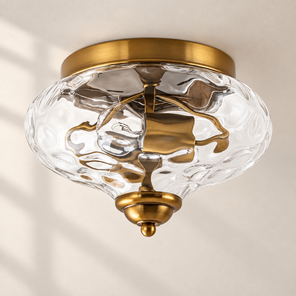 Two-Light Hammered Glass Ceiling Fixture: Low Ceilings — A natural perspective