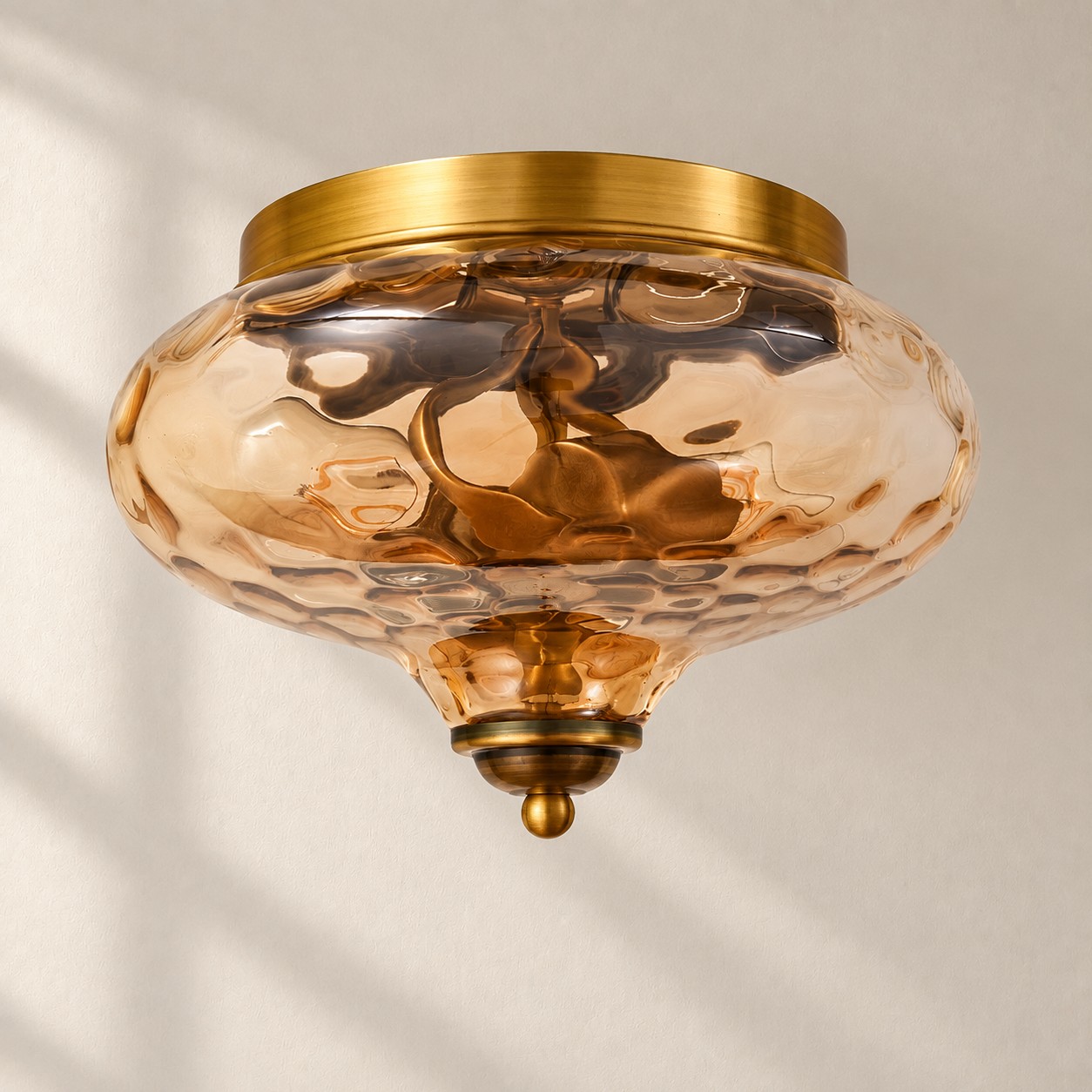 Two-Light Hammered Glass Ceiling Fixture: Low Ceilings — A natural perspective