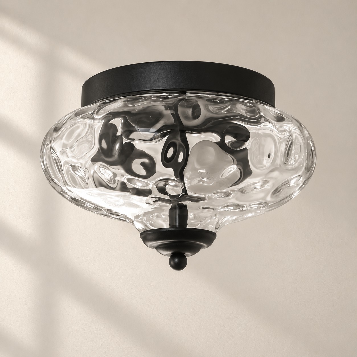 Two-Light Hammered Glass Ceiling Fixture: Low Ceilings — A natural perspective