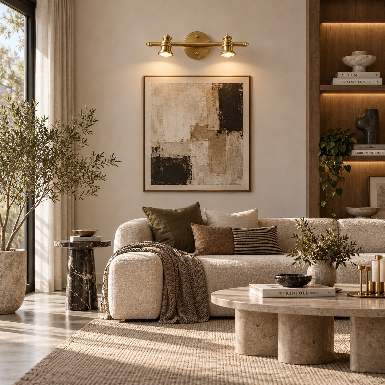 Aurelia Adjustable Natural Brass Wall Light | Sculpted Heads — A natural perspective