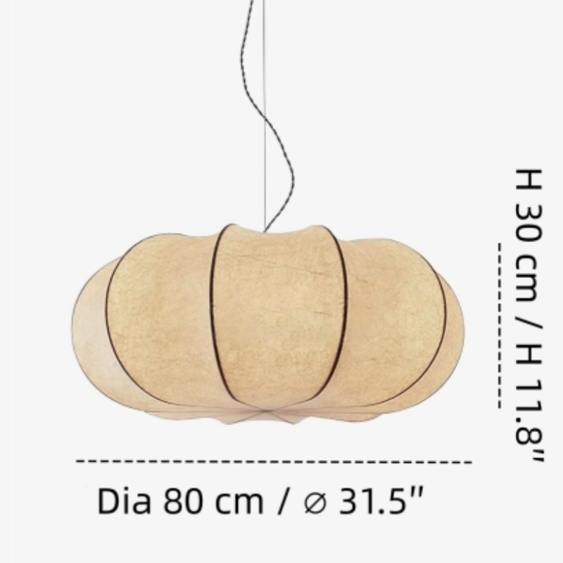 Large size diagram for Curved Oblate Silk Pendant Lamp