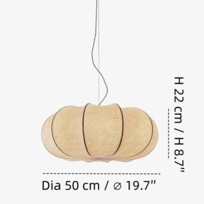 Small size diagram for Curved Oblate Silk Pendant Lamp