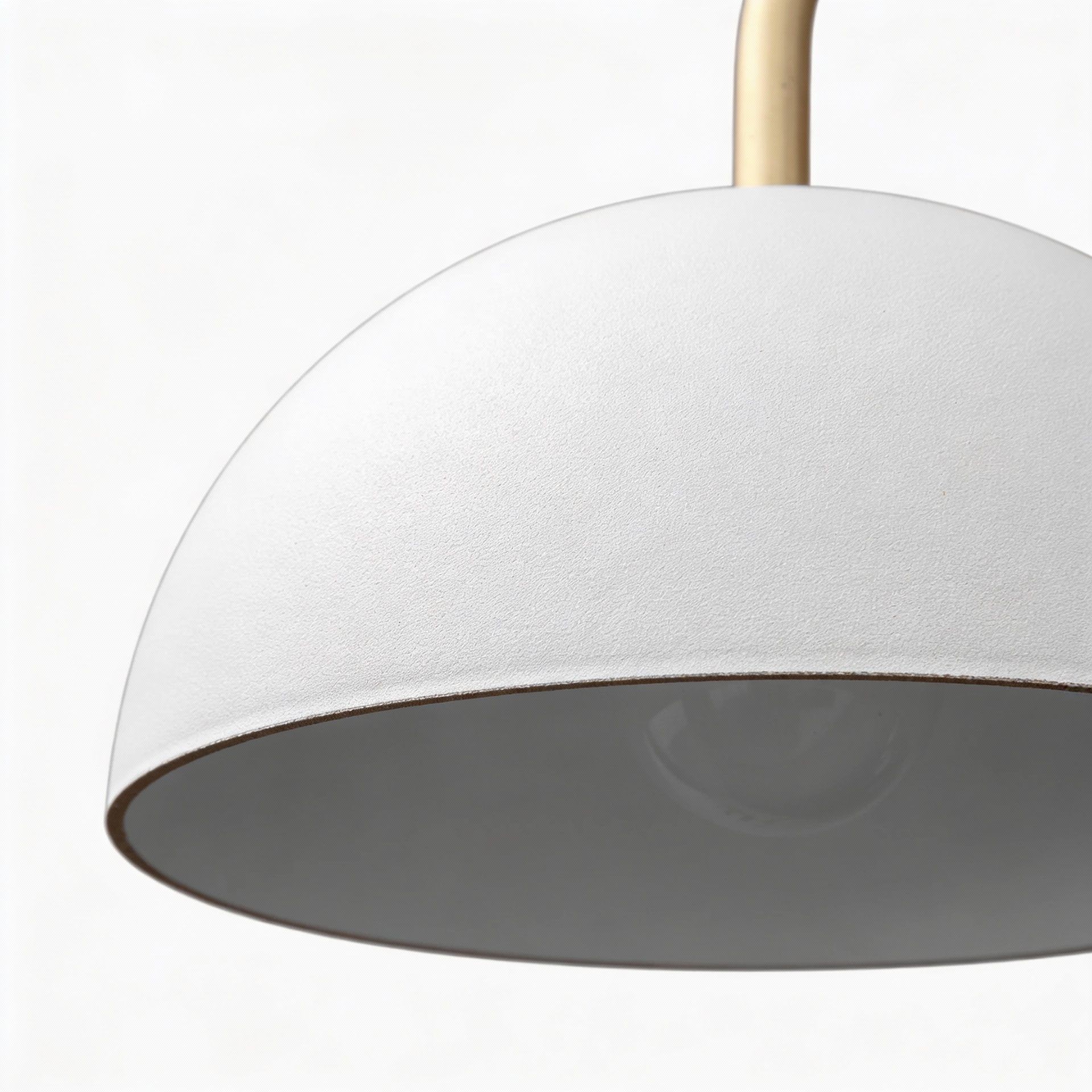 Close-up of the white hammered dome shade