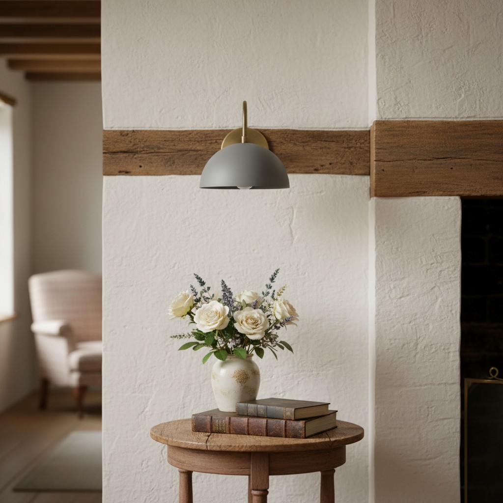 Curva wall sconce above a small table