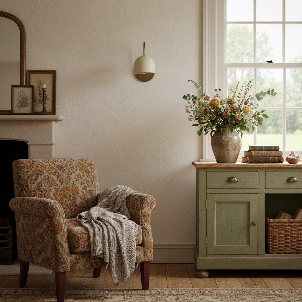 Curva wall sconce in a cozy chair corner