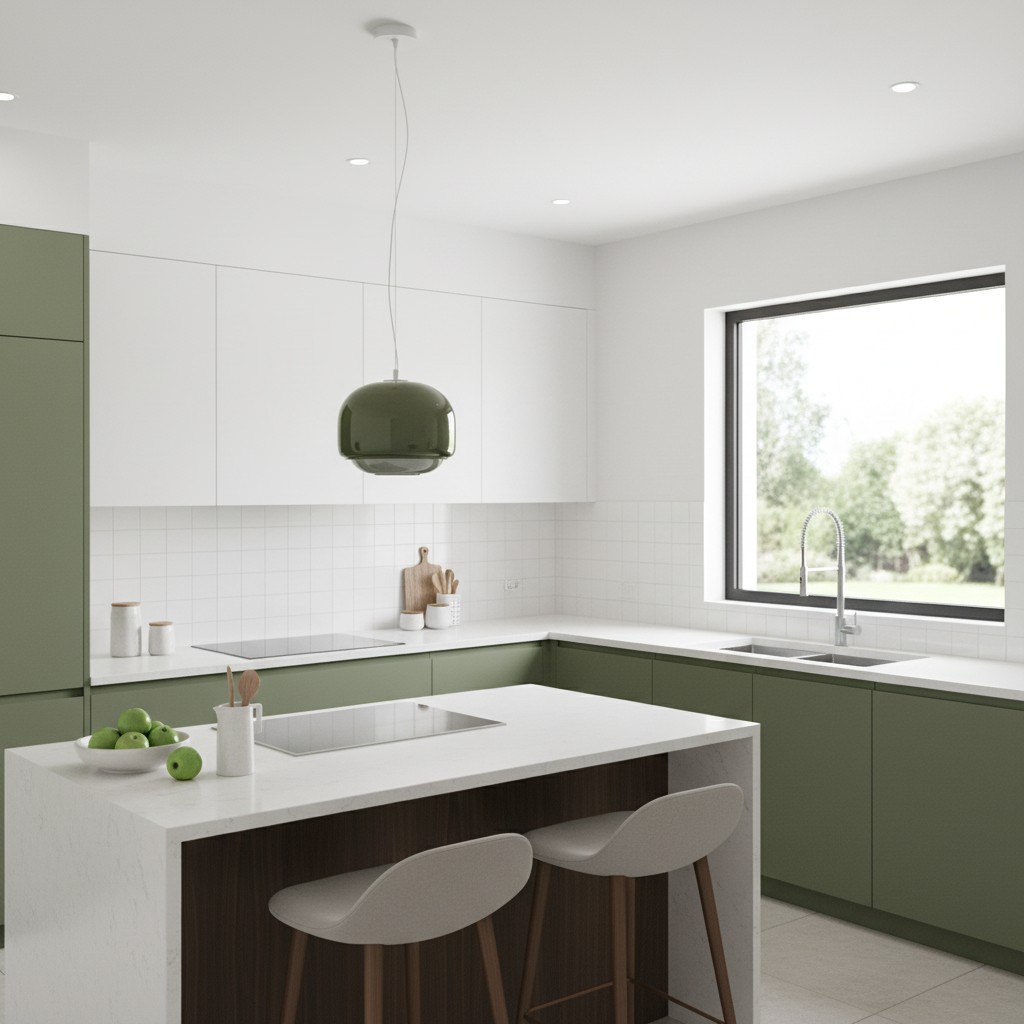 Clinco green glass pendant in a kitchen scene