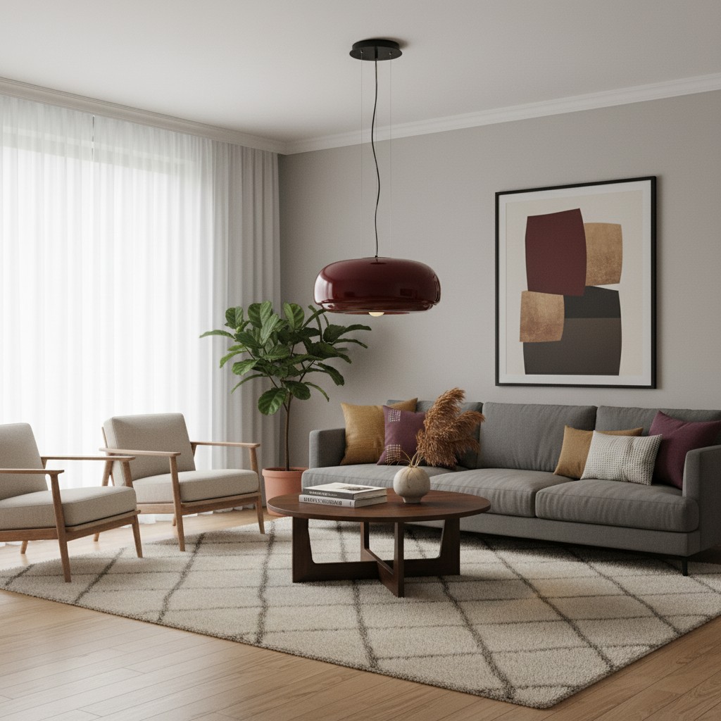 Clinco red glass pendant in a living room