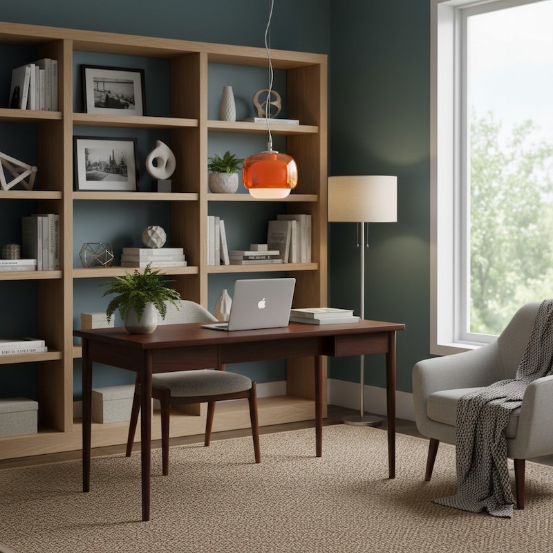 Clinco orange glass pendant in a home office